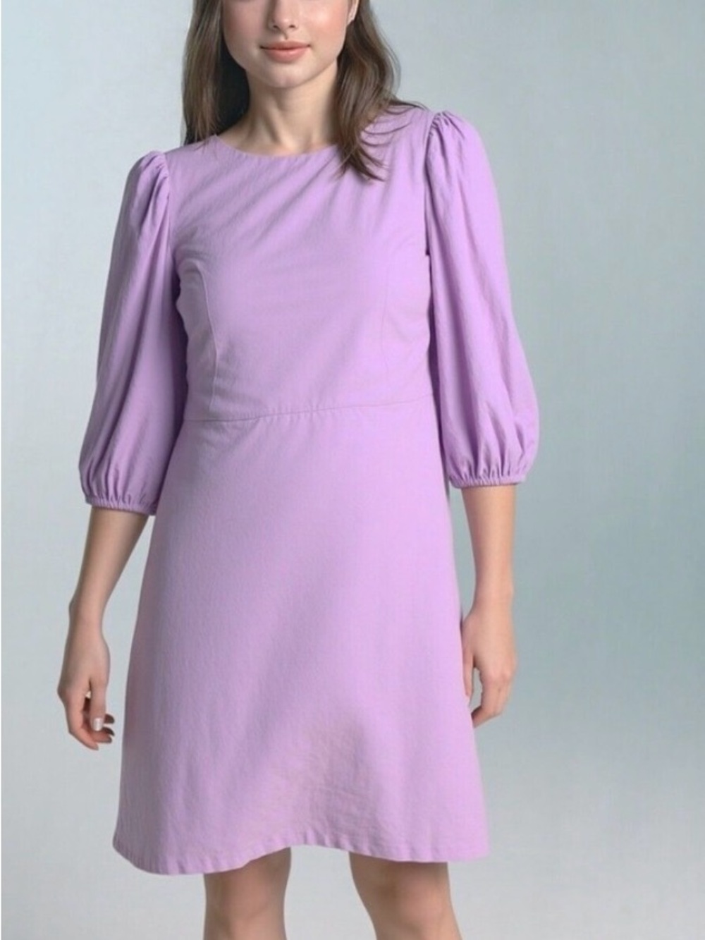 Ann Taylor Taylor Lavender Puff-Sleeve Mini Dress